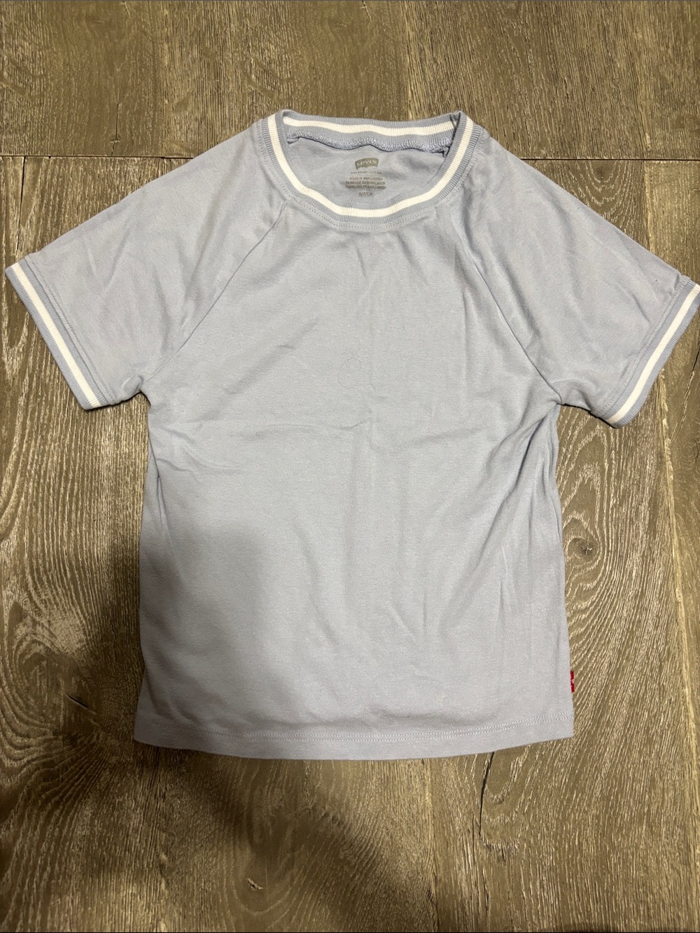 Levi's Oracle Shrunken Ringer T-Shirt in baby blue with white trim